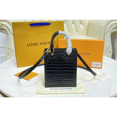 Louis Vuitton N99487 Petit Sac Plat bag in Black Brilliant Alligator leather