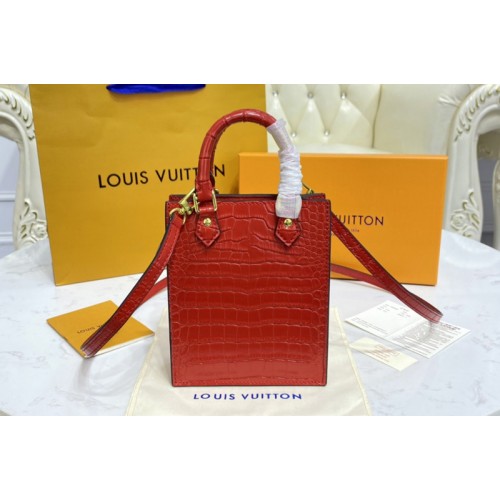 Louis Vuitton N99487 Petit Sac Plat bag in Red Brilliant Alligator leather