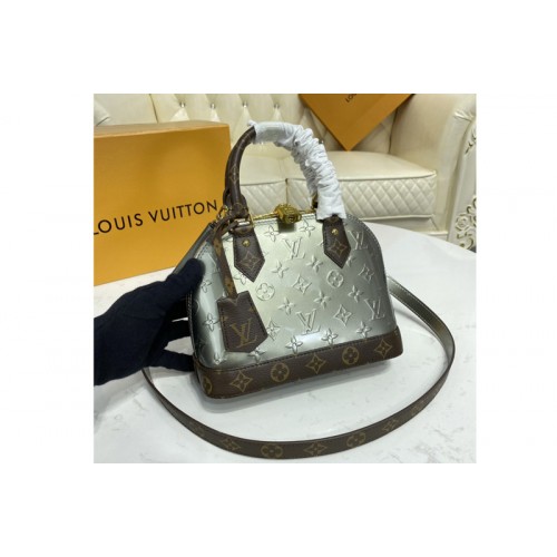 Louis Vuitton M90584 Alma BB handbag in Metallic Taupe Grey Monogram Vernis patent cowhide leather
