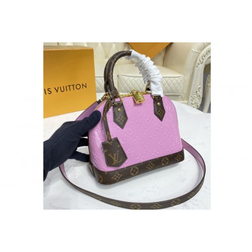 Louis Vuitton M90583 Alma BB handbag in Metallic Pale Pink Monogram Vernis patent cowhide leather