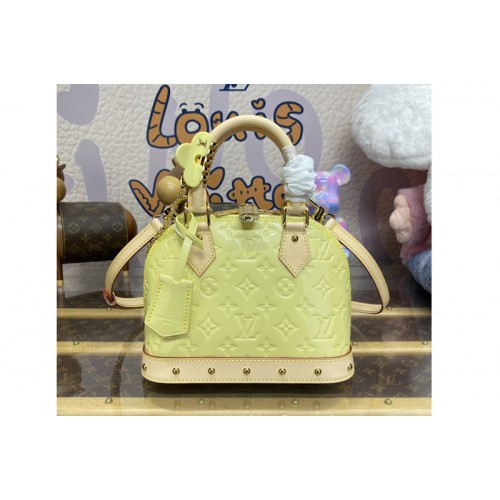 Louis Vuitton M24063 Alma BB Bag in Chic and Yellow shiny Monogram Vernis leather Louis Vuitton M24063 Alma BB Bag in Chic and Yellow shiny Monogram Vernis leather