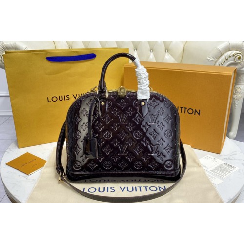 Louis Vuitton M91611 Alma PM Bag in Purple Monogram Vernis