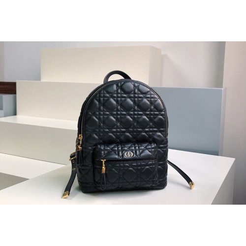 Christian Dior M9221 Small Dior Backpack in Black Cannage Lambskin