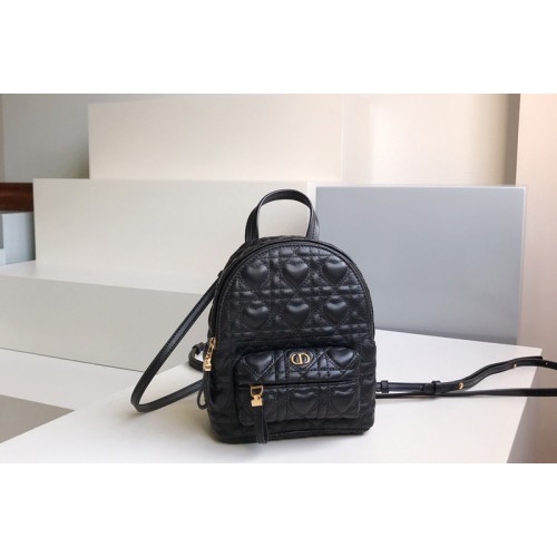 Christian Dior M9222 Mini Dior Backpack in Black Cannage Lambskin