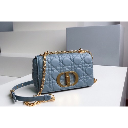 Christian Dior M9241 Small Dior Caro bag in Cloud Blue Soft Cannage Calfskin Christian Dior M9241 Small Dior Caro bag in Cloud Blue Soft Cannage Calfskin