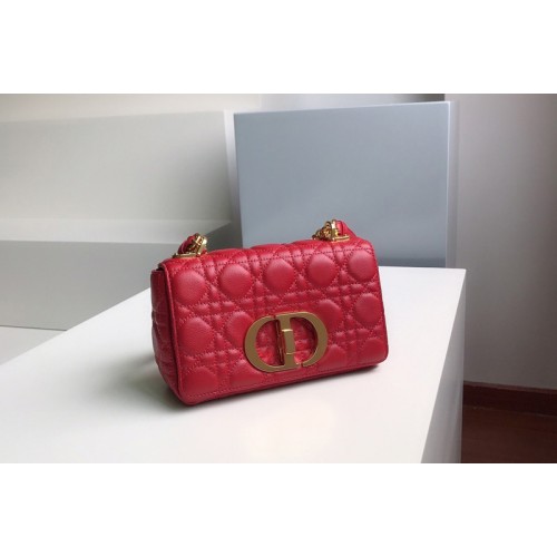 Christian Dior M9241 Small Dior Caro bag in Red Soft Cannage Calfskin
