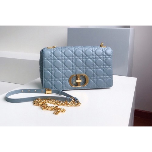Christian Dior M9243 Large Dior Caro bag in Blue Soft Cannage Calfskin Christian Dior M9243 Large Dior Caro bag in Blue Soft Cannage Calfskin