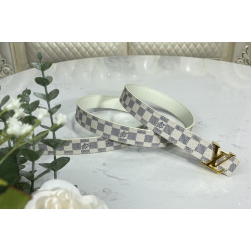 Louis Vuitton M9268U linitiales 25mm Belt in Damier Azur Canvas With Gold Buckle Louis Vuitton M9268U linitiales 25mm Belt in Damier Azur Canvas With Gold Buckle