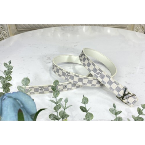 Louis Vuitton M9268U linitiales 25mm Belt in Damier Azur Canvas With Silver Buckle Louis Vuitton M9268U linitiales 25mm Belt in Damier Azur Canvas With Silver Buckle