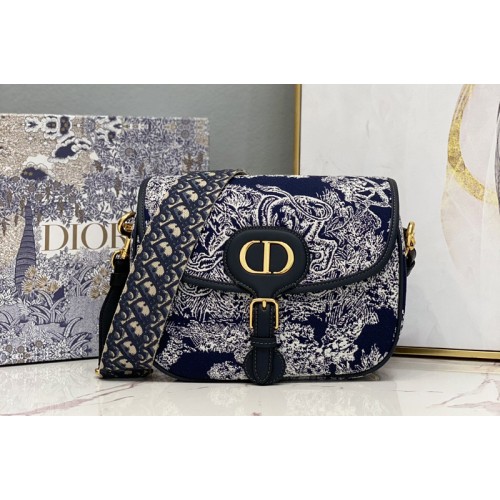 Christian Dior M9320 Large Dior Bobby Bag in Blue Toile de Jouy Reverse Jacquard