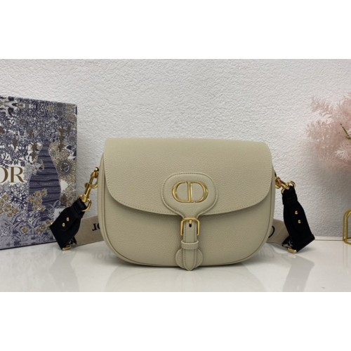 Christian Dior M9320 Large Dior Bobby Bag in Beige Box Calfskin with Blue Dior Oblique Embroidered Strap Christian Dior M9320 Large Dior Bobby Bag in Beige Box Calfskin with Blue Dior Oblique Embroidered Strap