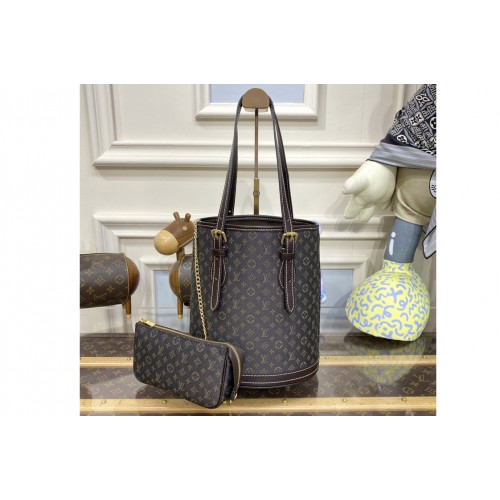 Louis Vuitton M95226 Bucket Pm Bag in Brown Monogram Denim