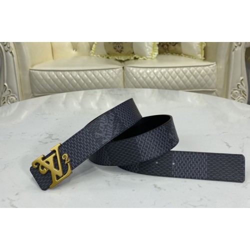 Louis Vuitton MP255V Squared 40mm reversible belt in Damier Graphite Canvas Black With Aged-Gold Buckle Louis Vuitton MP255V Squared 40mm reversible belt in Damier Graphite Canvas Black With Aged-Gold Buckle