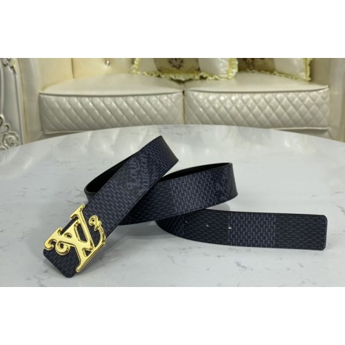 Louis Vuitton MP255V Squared 40mm reversible belt in Damier Graphite Canvas Black With Gold Buckle