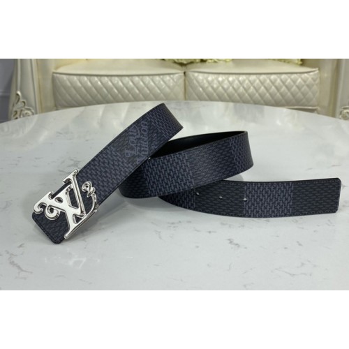 Louis Vuitton MP255V Squared 40mm reversible belt in Damier Graphite Canvas Black With White Buckle Louis Vuitton MP255V Squared 40mm reversible belt in Damier Graphite Canvas Black With White Buckle