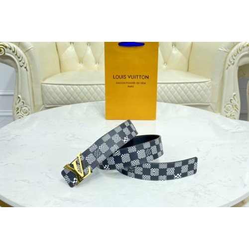 Louis Vuitton MP289V Anagram 40mm reversible belt in Black White Distorted Damier canvas With Gold Buckle Louis Vuitton MP289V Anagram 40mm reversible belt in Black White Distorted Damier canvas With Gold Buckle
