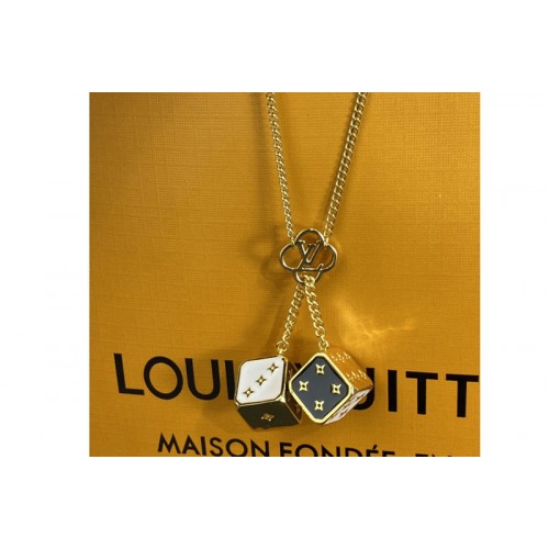 Louis Vuitton MP2914 Game On necklace in Black and white enamel dice pendant Louis Vuitton MP2914 Game On necklace in Black and white enamel dice pendant