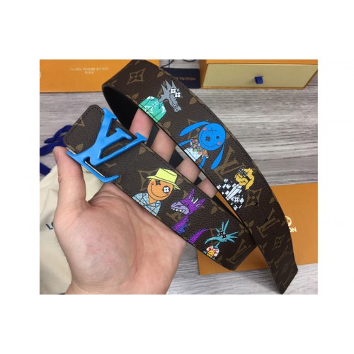 Louis Vuitton MP291T Shape 40mm reversible belt in Monogram canvas and leather With Blue Buckle