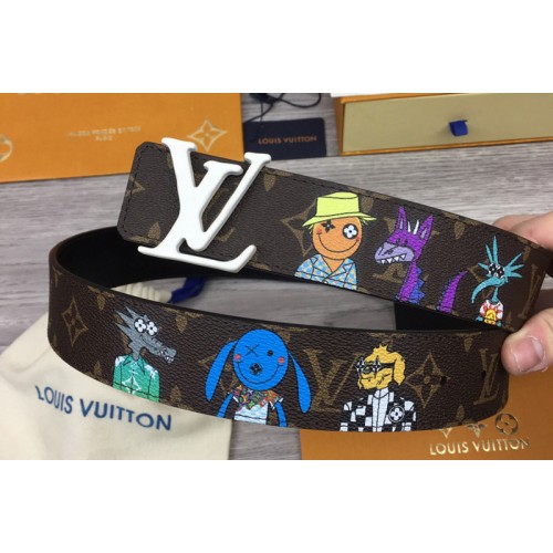 Louis Vuitton MP291T Shape 40mm reversible belt in Monogram canvas and leather With White Buckle