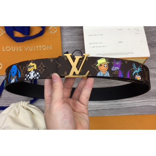 Louis Vuitton MP291T Shape 40mm reversible belt in Monogram canvas and leather With Gold Buckle Louis Vuitton MP291T Shape 40mm reversible belt in Monogram canvas and leather With Gold Buckle