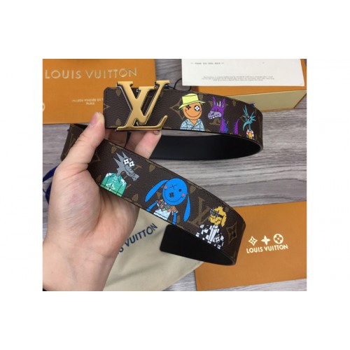 Louis Vuitton MP291T Shape 40mm reversible belt in Monogram canvas and leather With Gold Buckle Louis Vuitton MP291T Shape 40mm reversible belt in Monogram canvas and leather With Gold Buckle