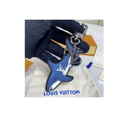 Louis Vuitton MP2978 Aquatics bag charm and key holder in Blue Calf leather Louis Vuitton MP2978 Aquatics bag charm and key holder in Blue Calf leather