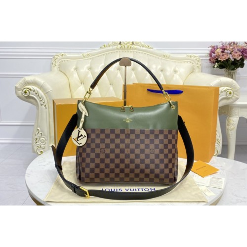 Louis Vuitton N40366 Maida Hobo handbag in Damier Ebene coated canvas and smooth calfskin leather