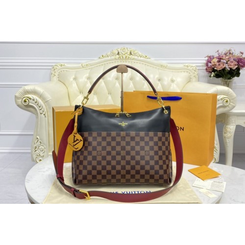 Louis Vuitton N40369 Maida Hobo handbag in Damier Ebene coated canvas and smooth calfskin leather