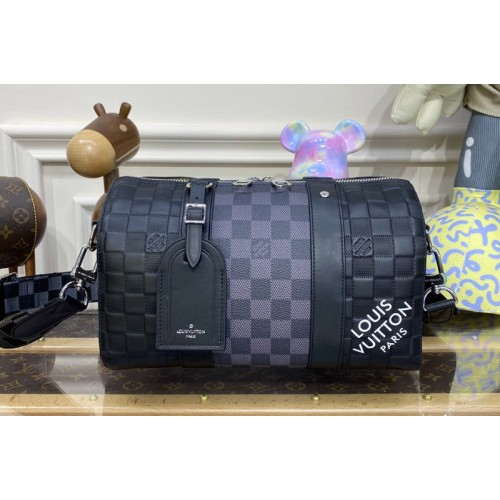 Louis Vuitton N40452 City Keepall Bag in Damier Infini cowhide leather and Damier Graphite coated canvas Louis Vuitton N40452 City Keepall Bag in Damier Infini cowhide leather and Damier Graphite coated canvas
