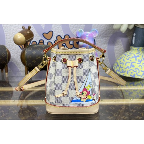 Louis Vuitton N40511 Sac Nano Noe Bag in Damier Azur coated canvas Louis Vuitton N40511 Sac Nano Noe Bag in Damier Azur coated canvas