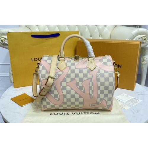 Louis Vuitton N41052 Speedy Bandouliere 30 bag in Damier Azur Canvas Louis Vuitton N41052 Speedy Bandouliere 30 bag in Damier Azur Canvas