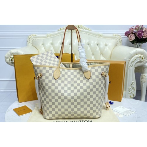 Louis Vuitton N41362 Neverfull PM tote Bag in Damier Azur coated canvas With Beige