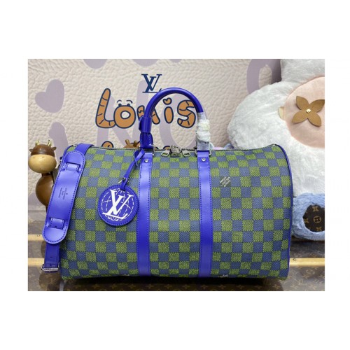 Louis Vuitton N41418 Keepall Bandouliere 45 bag in Green Damier Graphite canvas Louis Vuitton N41418 Keepall Bandouliere 45 bag in Green Damier Graphite canvas