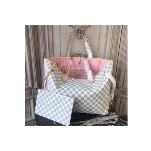 Louis Vuitton N41604 Neverfull GM Bag in Damier Azur Canvas With Pink