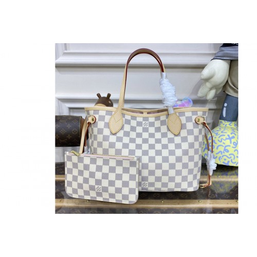 Louis Vuitton N41606 Neverfull PM Tote Bag in Damier Azur Canvas