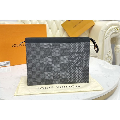 Louis Vuitton N60444 Pochette Voyage in Gray Damier Graphite 3D coated canvas