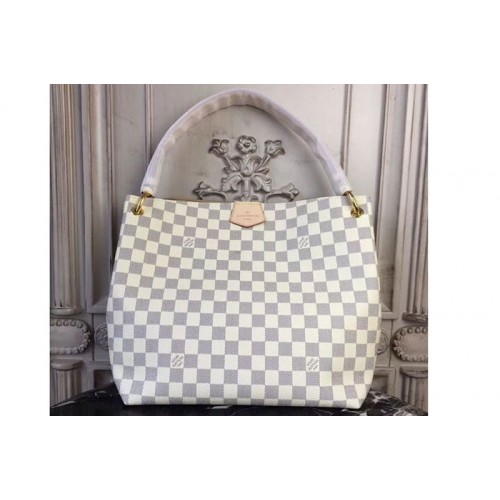 Louis Vuitton N42248 Graceful PM Bag in Damier Azur Canvas With Beige