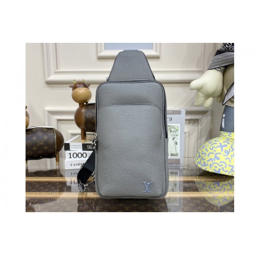 Louis Vuitton N46345 Avenue Sling Bag in Gray Taiga leather