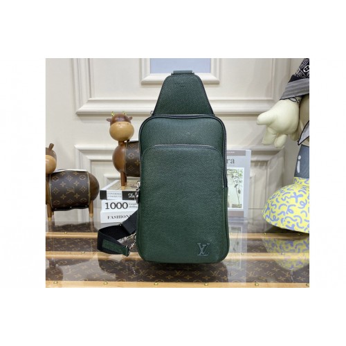 Louis Vuitton N46345 Avenue Slingbag Bag in Green Taiga cowhide leather