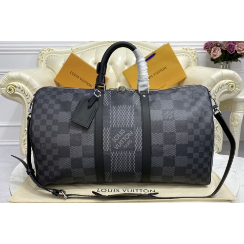 Louis Vuitton N50016 keepall bandouliere 50 Bag in Gray Damier Graphite 3D coated canvas Louis Vuitton N50016 keepall bandouliere 50 Bag in Gray Damier Graphite 3D coated canvas