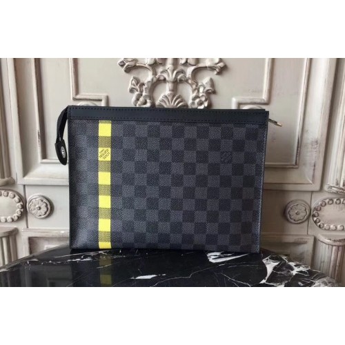 Louis Vuitton N60107 Pochette Voyage MM in Damier Graphite Canvas With Yellow Louis Vuitton N60107 Pochette Voyage MM in Damier Graphite Canvas With Yellow
