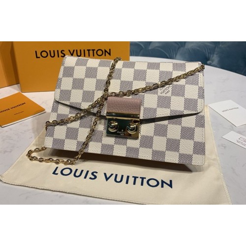 Louis Vuitton N60357 Croisette chain wallet in Damier Azur canvas With Pink Leather