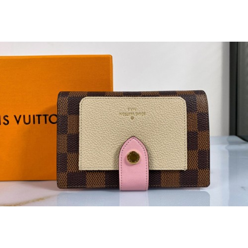 Louis Vuitton N60380 Juliette wallet in Damier Ebene coated canvas With Cream   Venus Pink