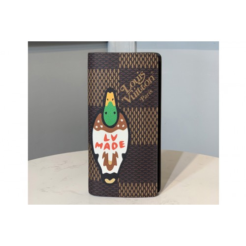 Louis Vuitton N60393 Brazza Wallet in Giant Damier Ebene coated canvas