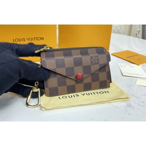 Louis Vuitton N60406 Card Holder Recto Verso in Damier Ebene canvas With Red