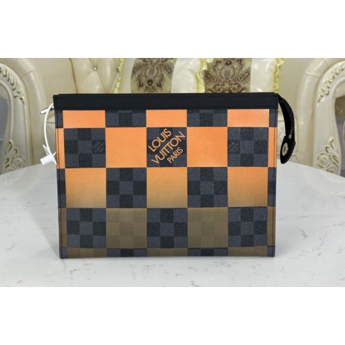 Louis Vuitton N60412 Pochette Voyage MM Bag in Orange Damier Graphite Giant coated canvas