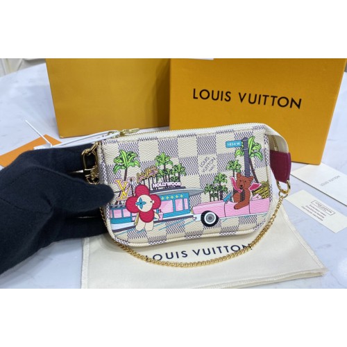 Louis Vuitton N60487 Mini Pochette Accessoires in Damier Azur canvas