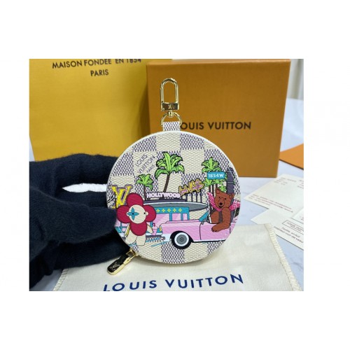 Louis Vuitton N60493 Round Coin Purse in Damier Azur canvas