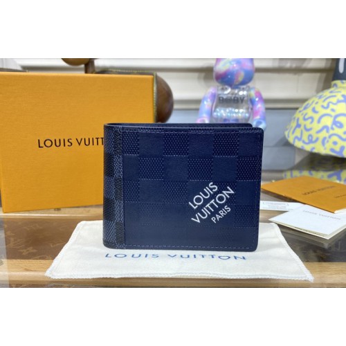 Louis Vuitton N60544 Slender Wallet in Blue Damier Infini cowhide leather and Damier Graphite coated canvas Louis Vuitton N60544 Slender Wallet in Blue Damier Infini cowhide leather and Damier Graphite coated canvas