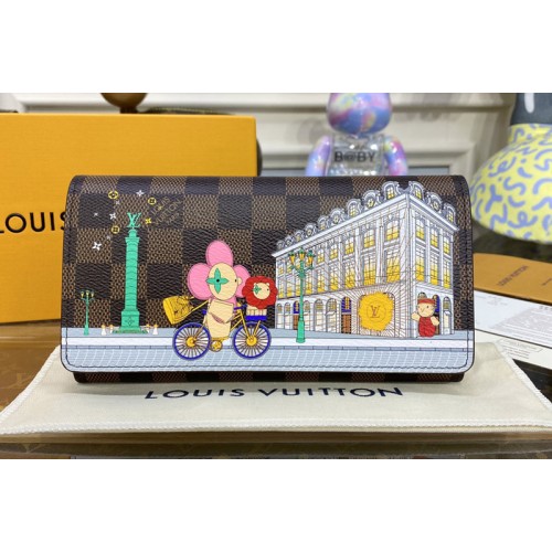 Louis Vuitton N63551 Sarah Wallet in Damier Ebene coated canvas